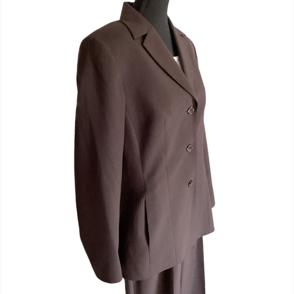 VINTAGE Bianca Washable 2-Piece Pant Suit in Pinstripe Fabric, Size 8, Black/red - Picture 4 of 16